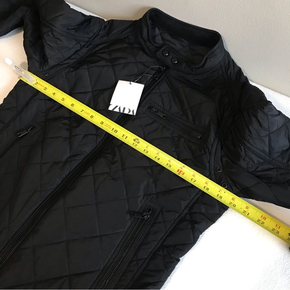 Zara mens black quilted bomber jacket size Small - Picture 9 of 10